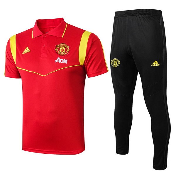 Replicas Polo Manchester United Conjunto Completo 2019/20 Rojo Oro Negro